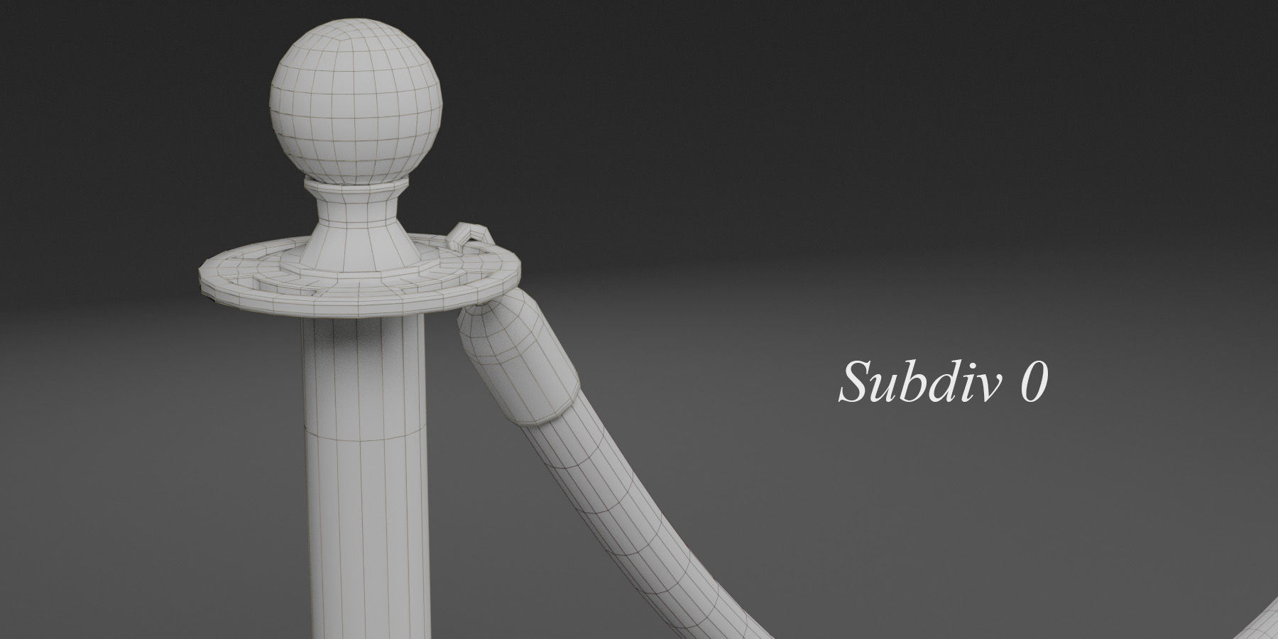 Stanchion and a Red Velvet Rope 3D model_8