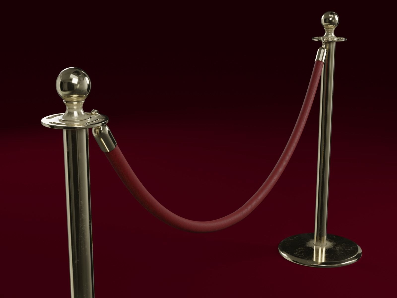 Stanchion and a Red Velvet Rope 3D model_4