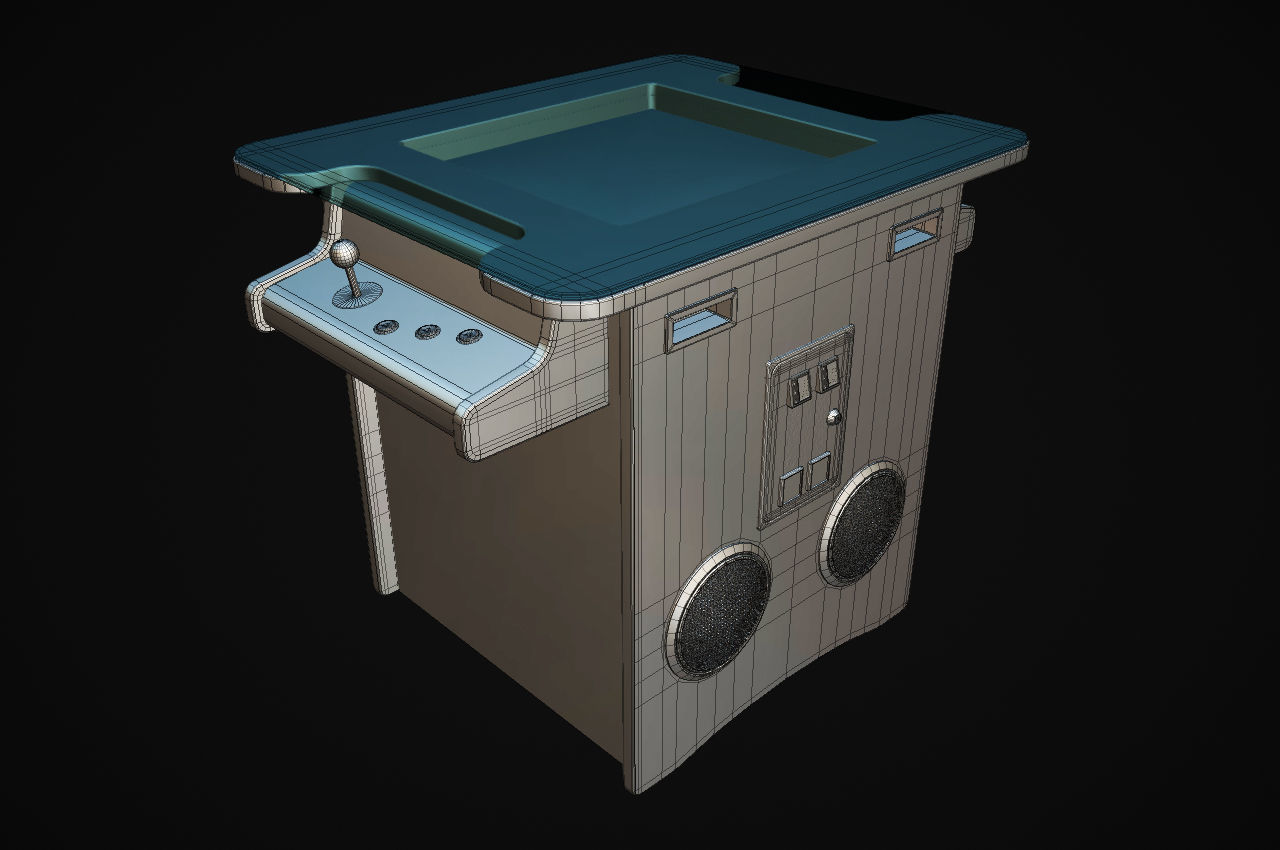 Cocktail Table Arcade Game Machine 3D model_12