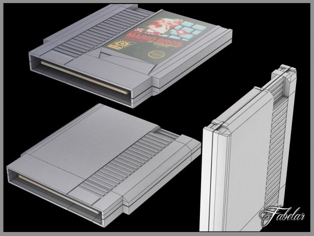NES cartridge Low-poly 3D model_5