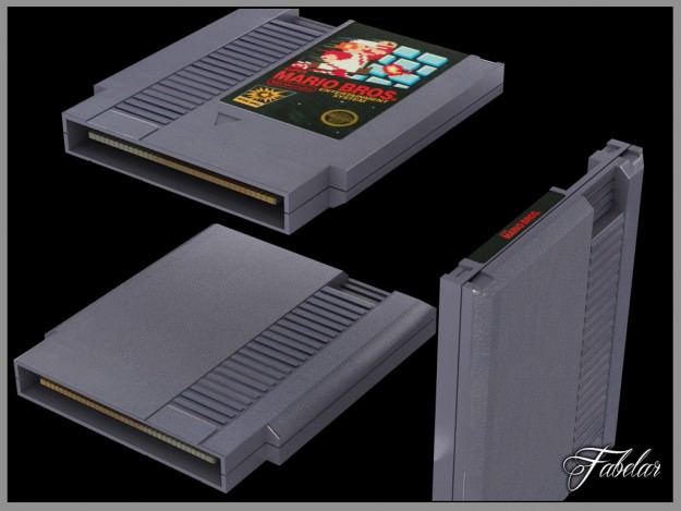 NES cartridge Low-poly 3D model_1