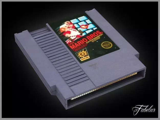 NES cartridge Low-poly 3D model_0