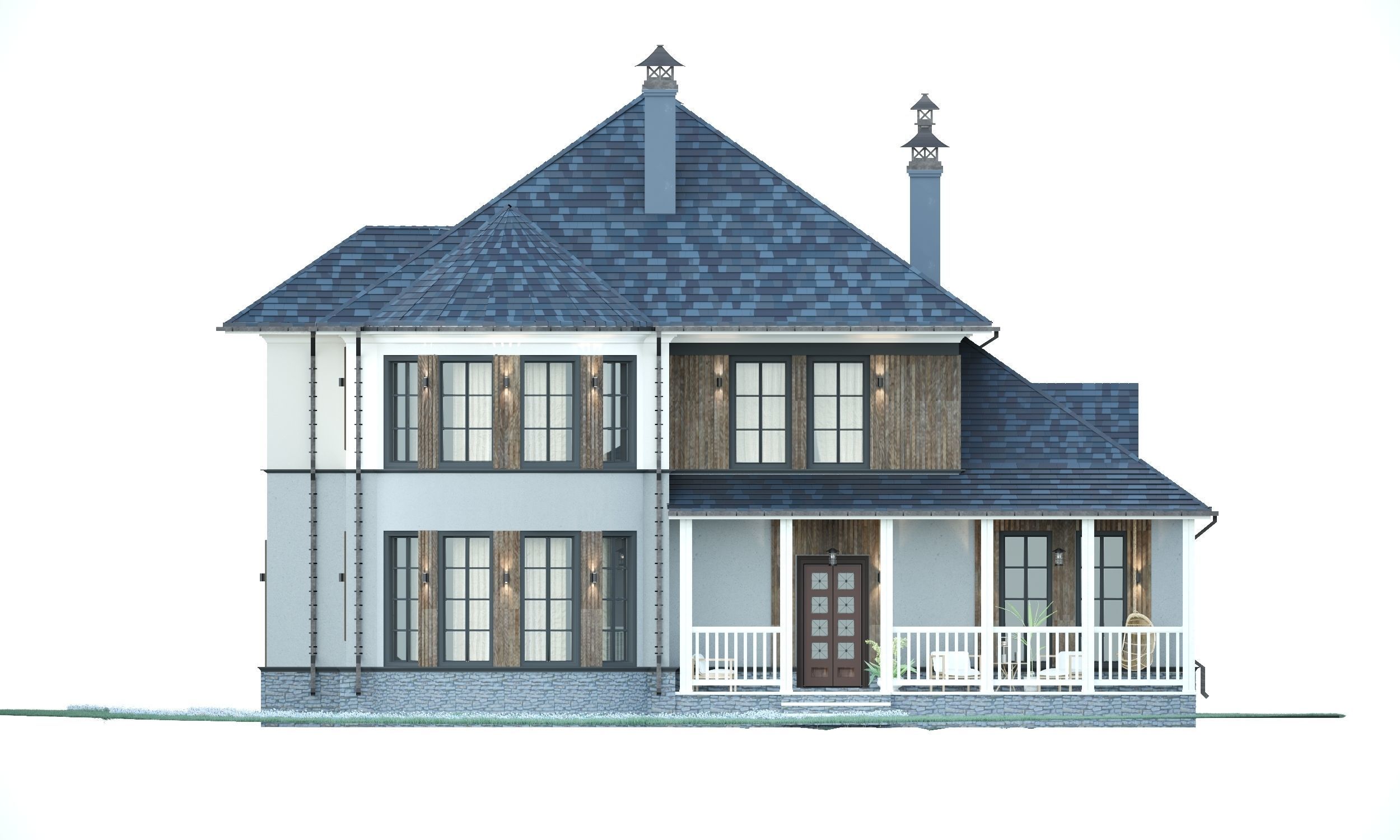 Cottage victorian house plan 3D model_2