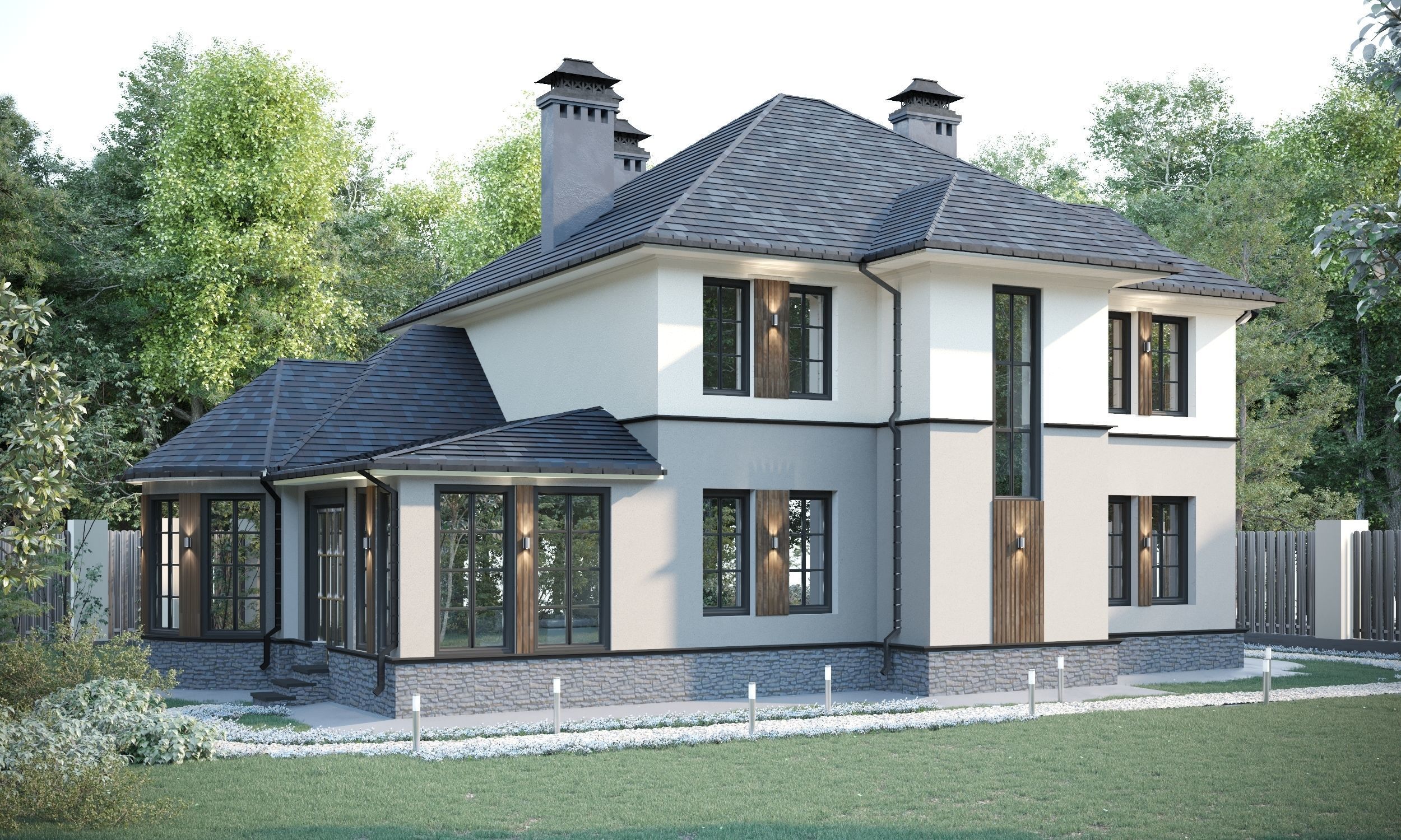 Cottage victorian house plan 3D model_1