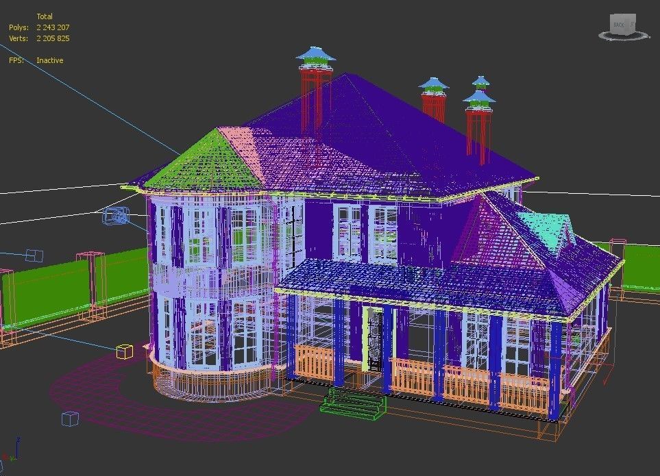 Cottage victorian house plan 3D model_7
