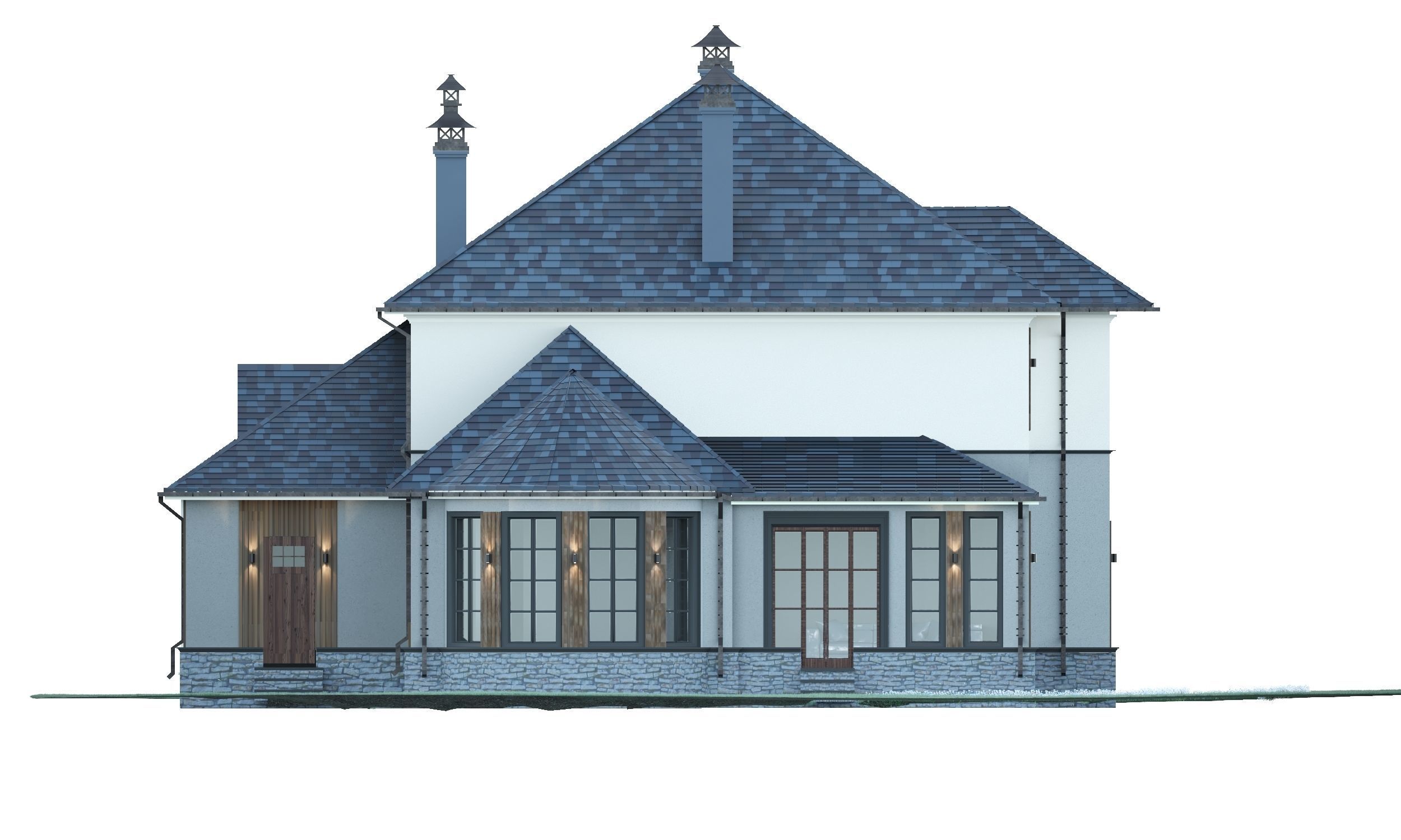 Cottage victorian house plan 3D model_4