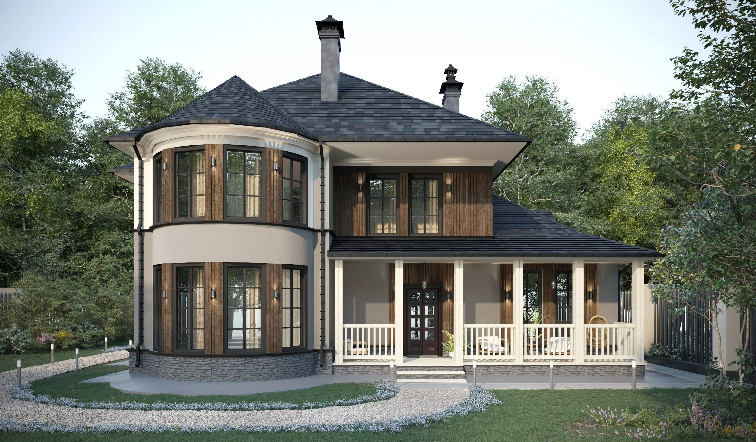 Cottage victorian house plan 3D model_0