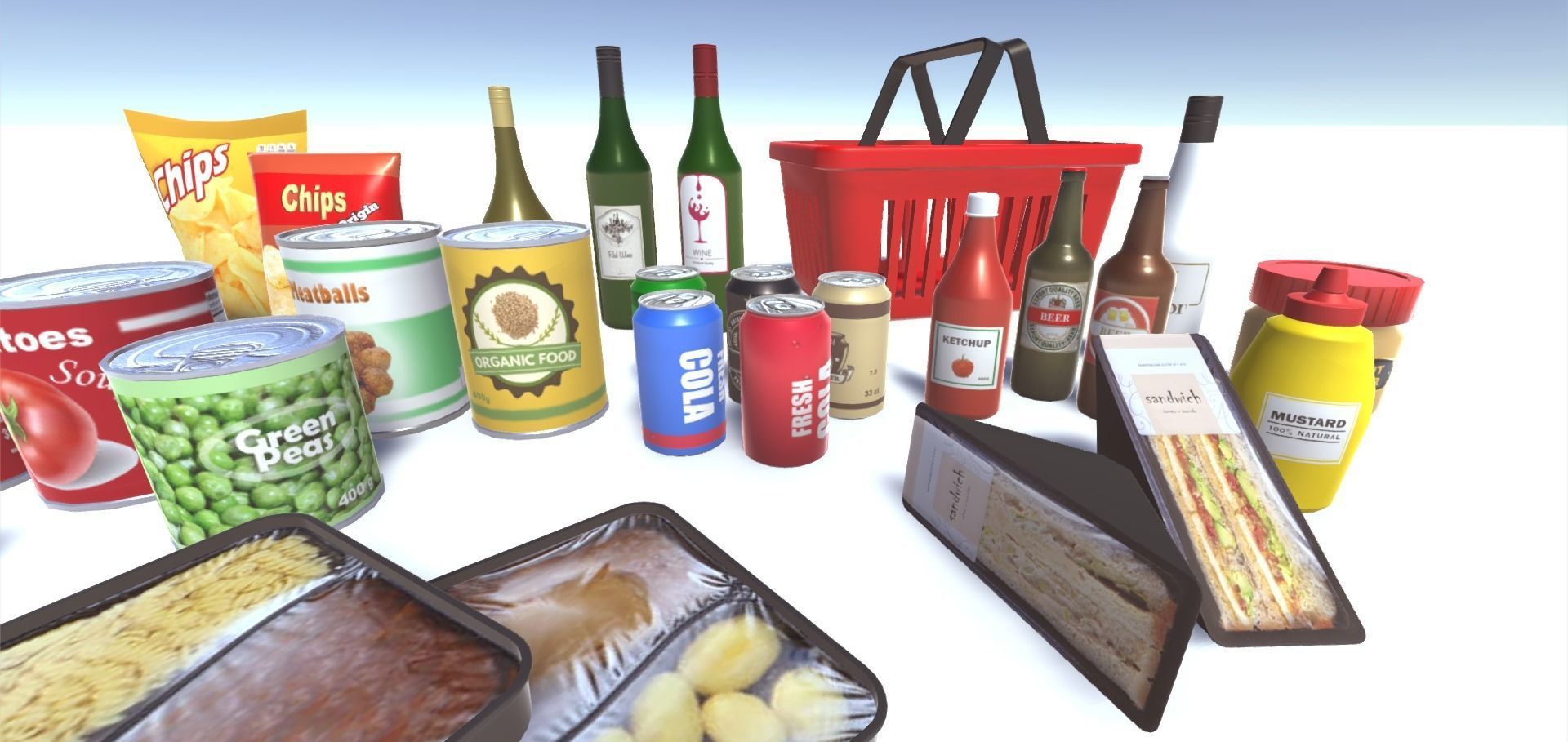 Groceries Collection for unity Low-poly 3D model_5