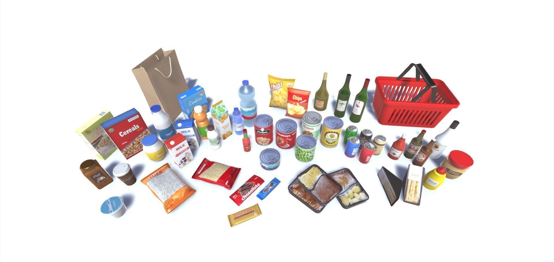 Groceries Collection for unity Low-poly 3D model_6
