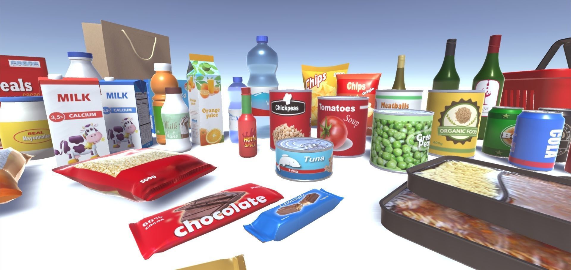 Groceries Collection for unity Low-poly 3D model_4