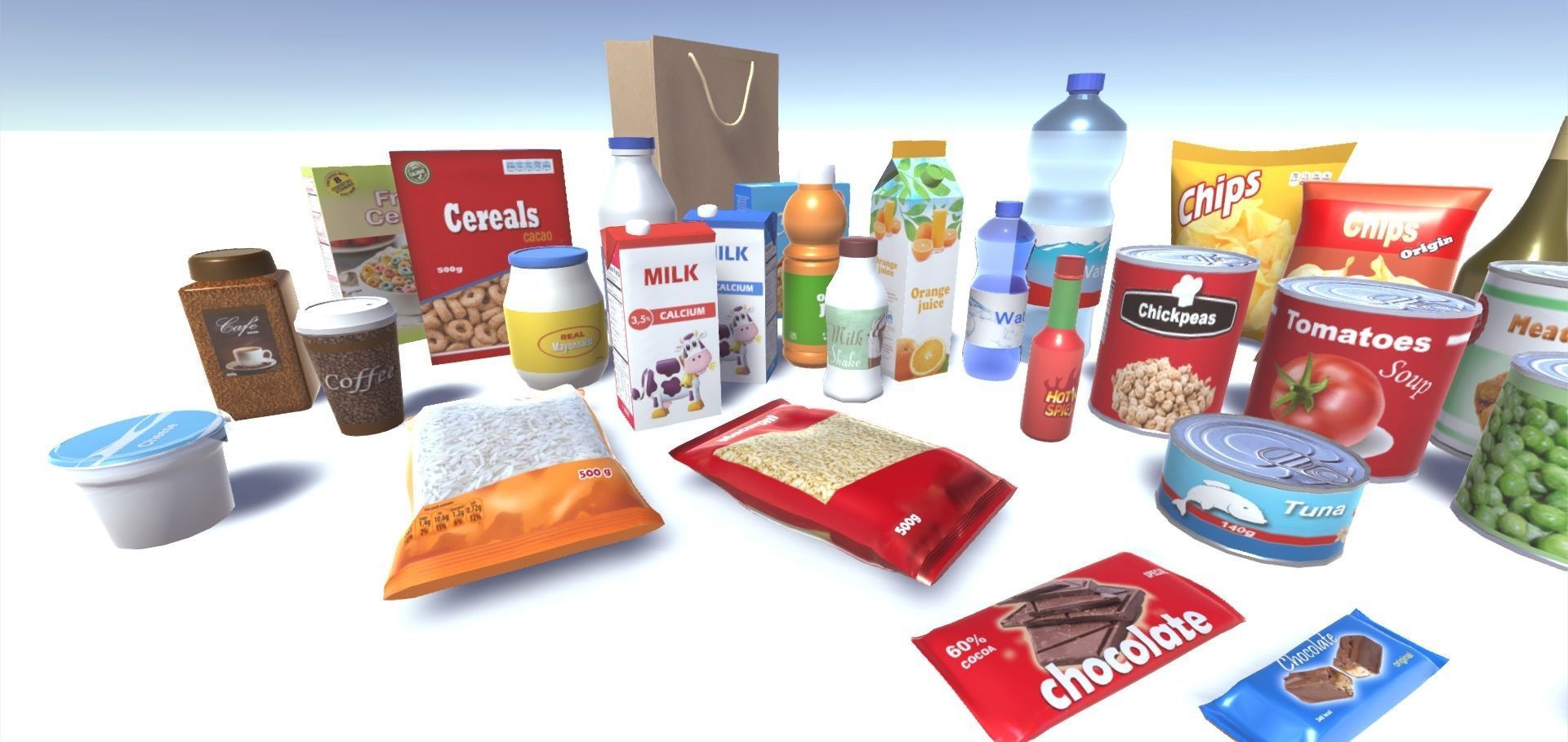 Groceries Collection for unity Low-poly 3D model_3
