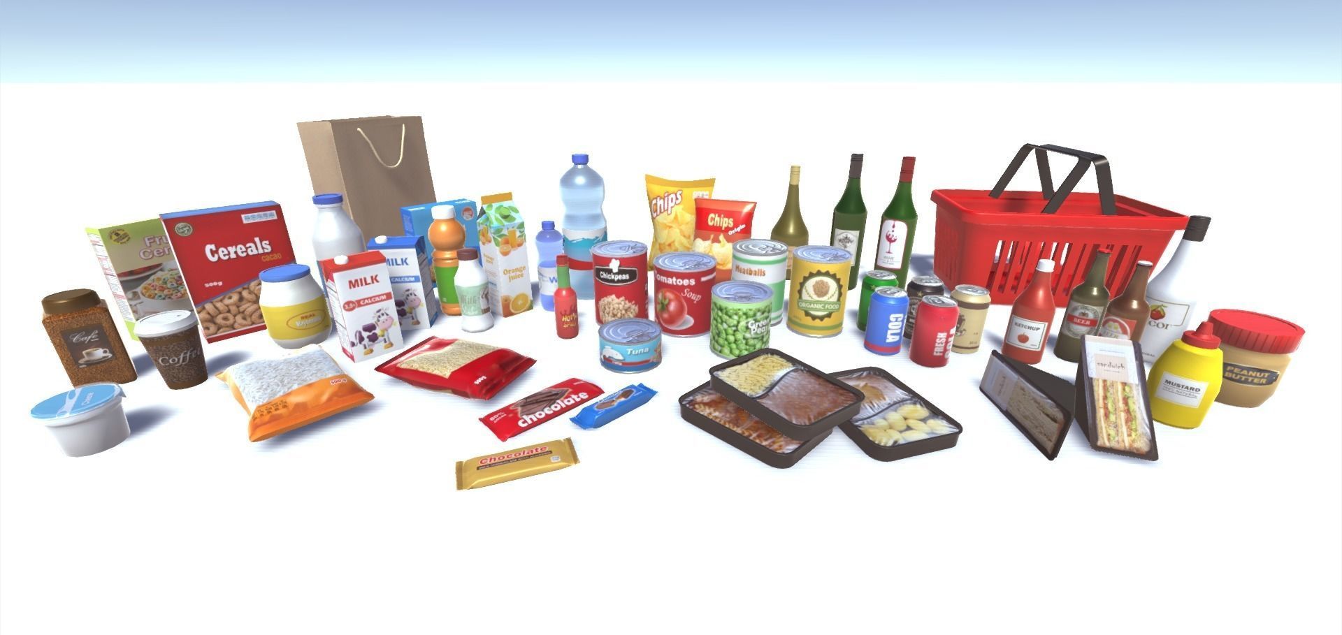 Groceries Collection for unity Low-poly 3D model_2