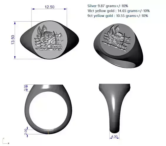 warthog Classic Oval Yellow Gold Signet Ring