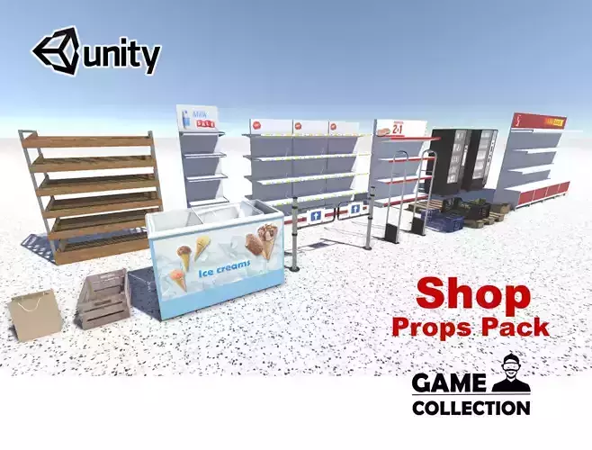 Shop Props Pack Low-poly 3D model