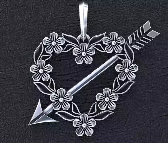 Heart pendant with flowers 367