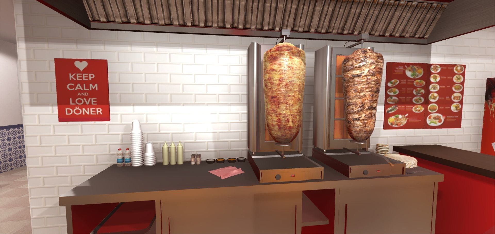 Kebab Restaurant Interior Low-poly 3D model_4