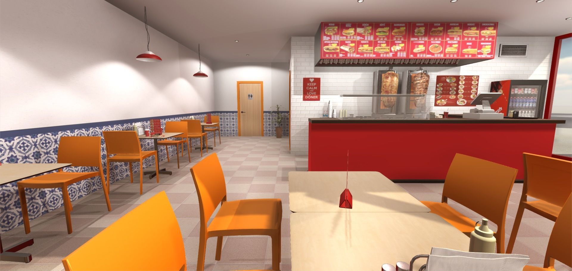 Kebab Restaurant Interior Low-poly 3D model_11