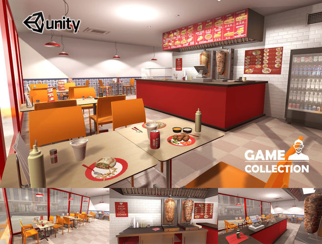 Kebab Restaurant Interior Low-poly 3D model