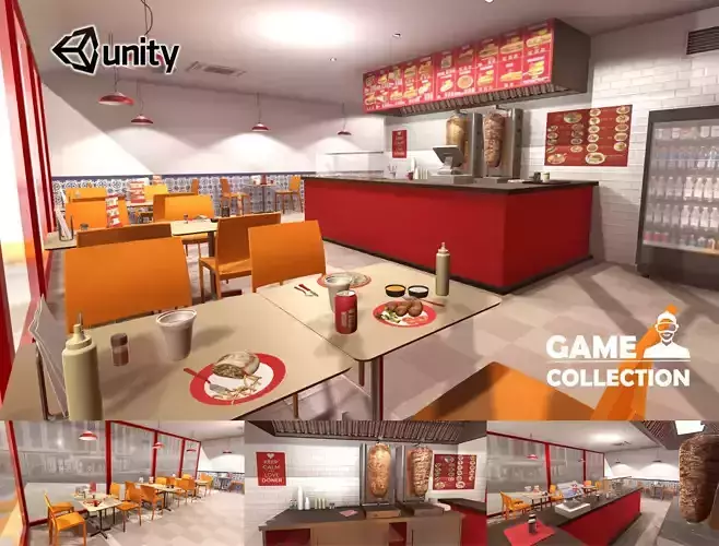 Kebab Restaurant Interior Low-poly 3D model