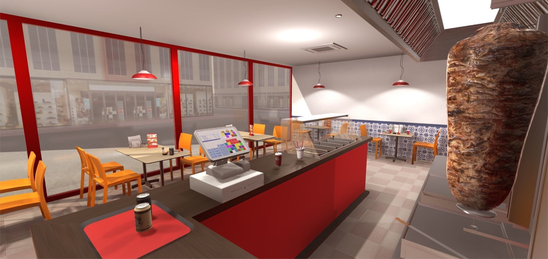Kebab Restaurant Interior Low-poly 3D model_5