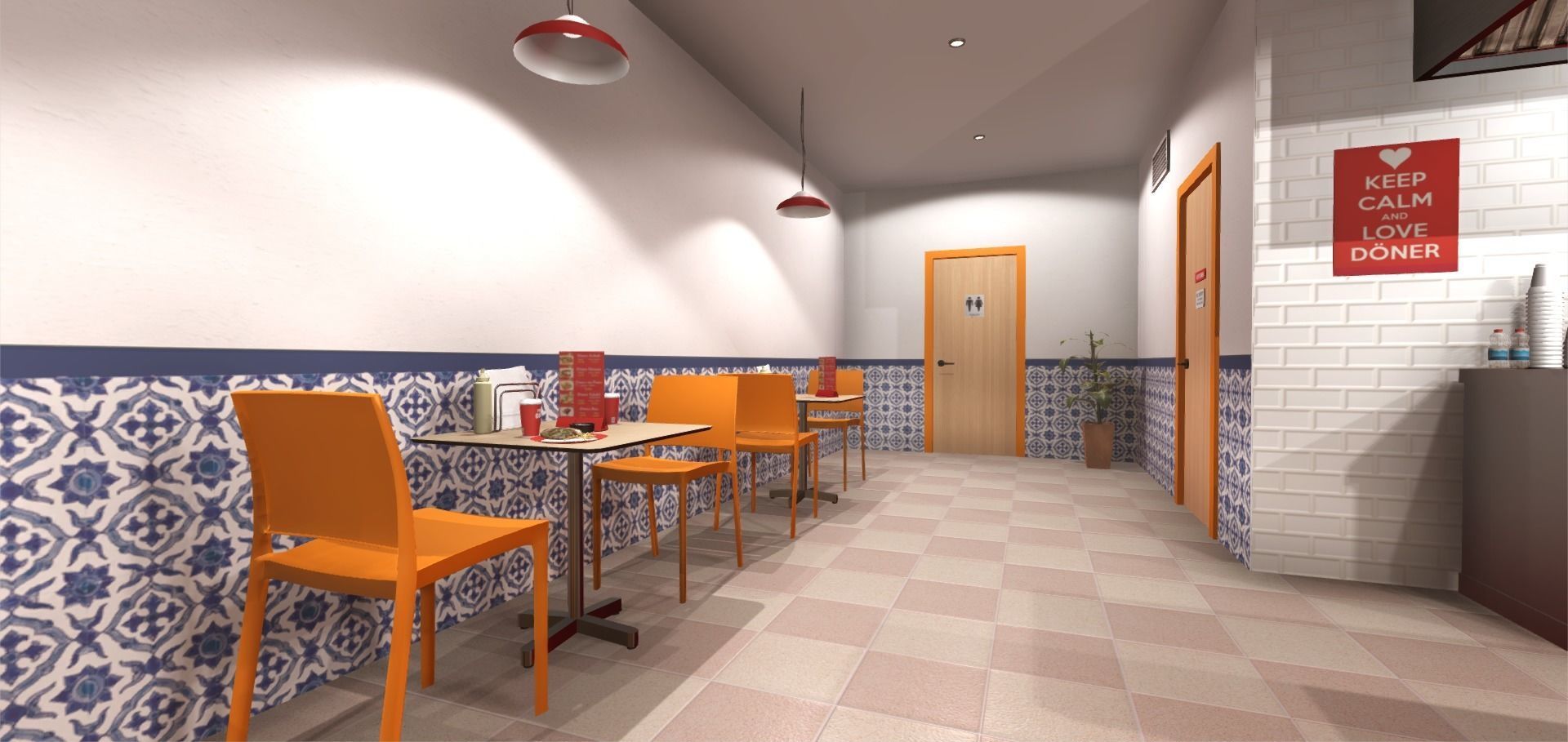 Kebab Restaurant Interior Low-poly 3D model_12