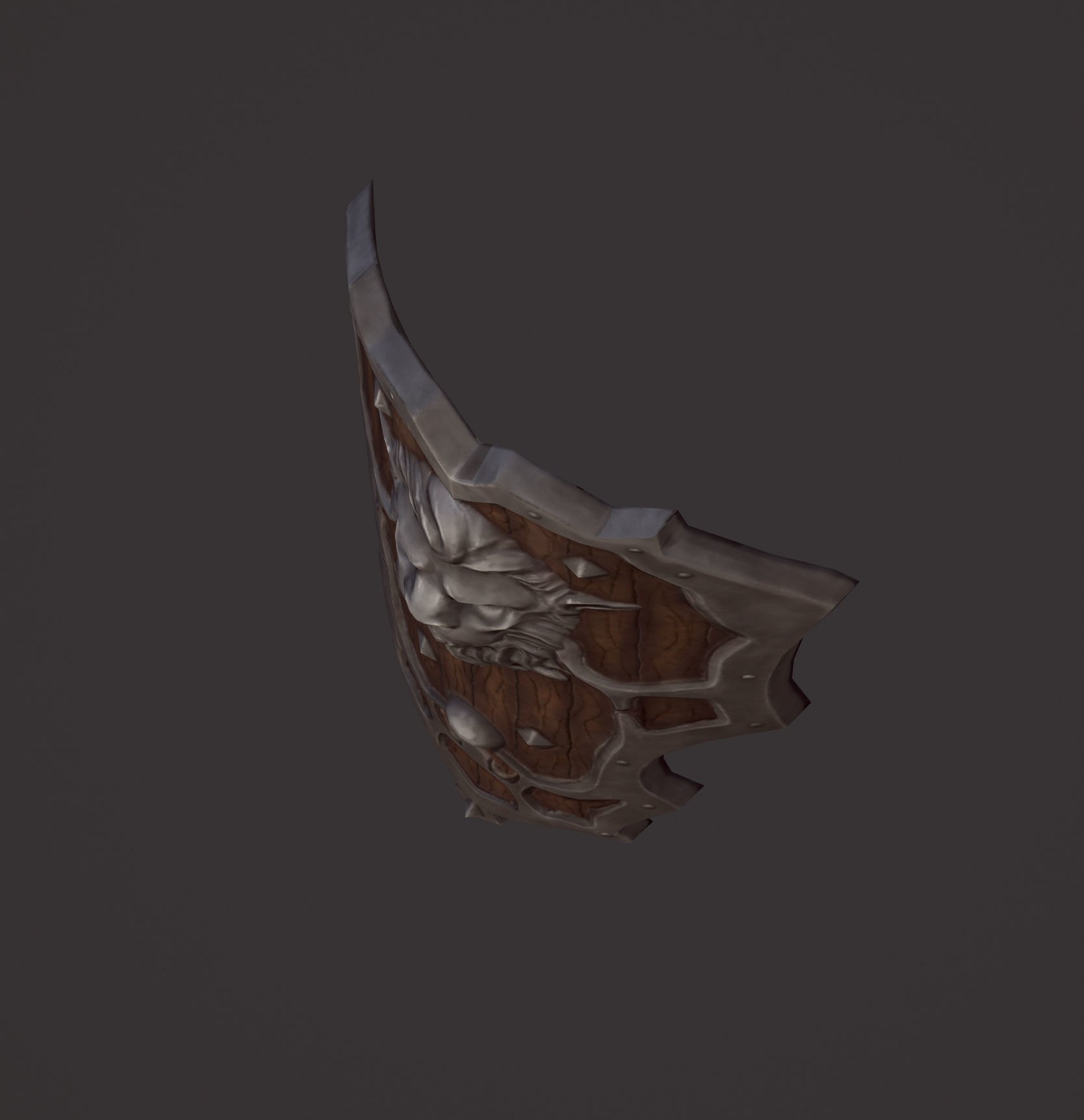 Shield wooden with lion head Free low-poly 3D model_2