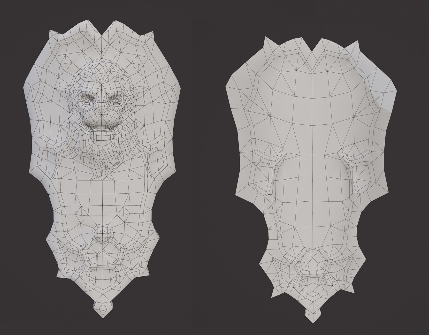 Shield wooden with lion head Free low-poly 3D model_3