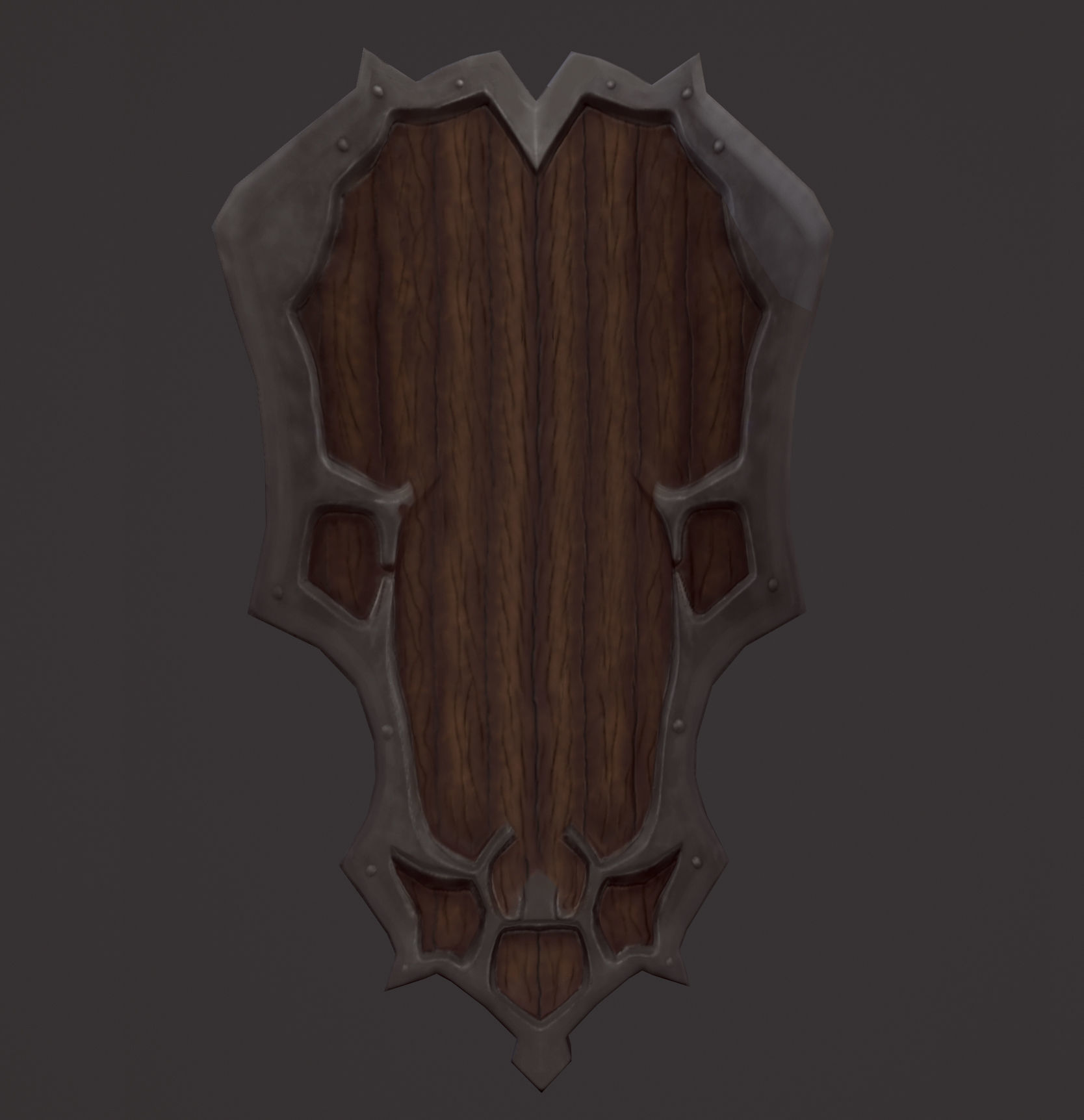 Shield wooden with lion head Free low-poly 3D model_1