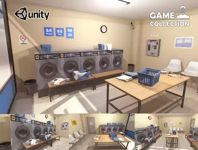Launderette Interior Low-poly 3D model