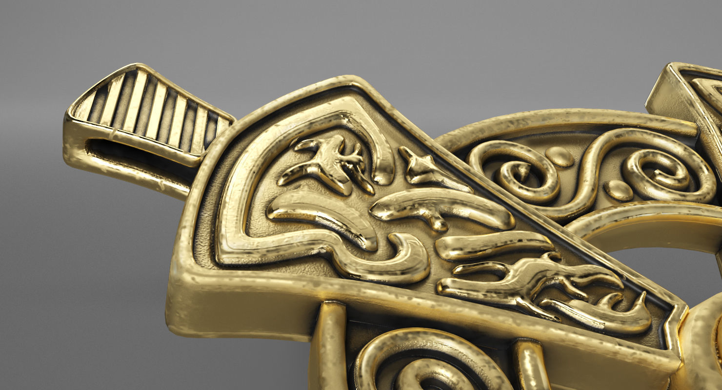 Gold Cross Insignia Decoration 3D model_6