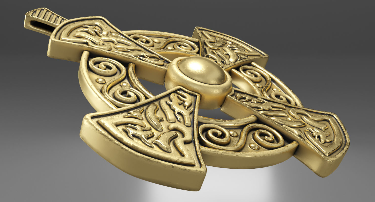 Gold Cross Insignia Decoration 3D model_4