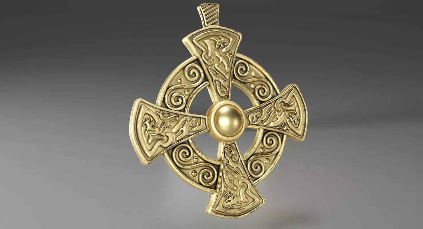 Gold Cross Insignia Decoration 3D model_0