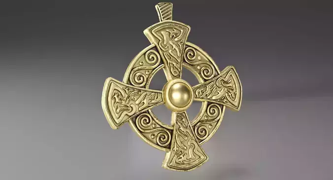 Gold Cross Insignia Decoration 3D model