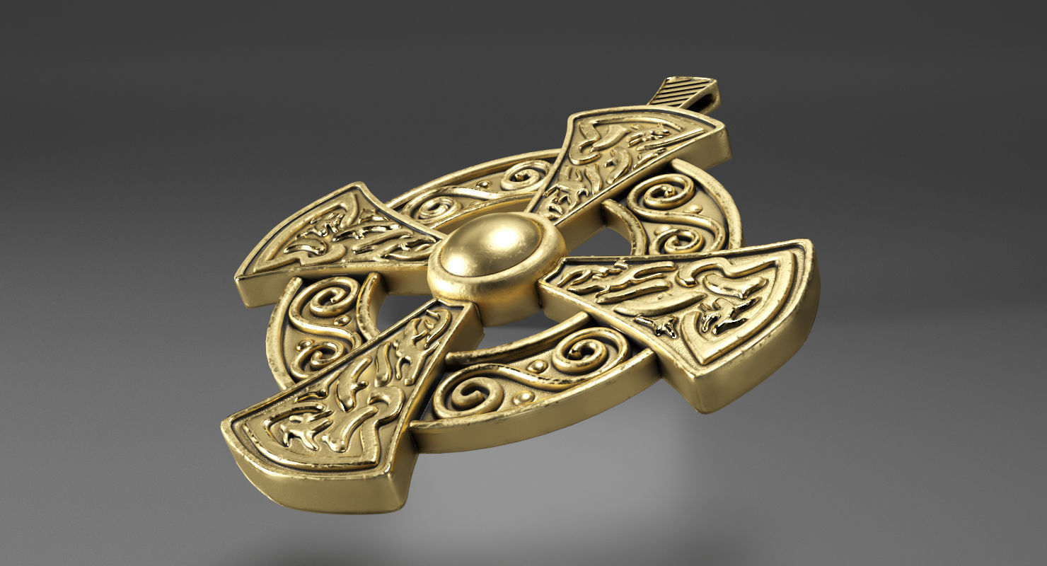 Gold Cross Insignia Decoration 3D model_3