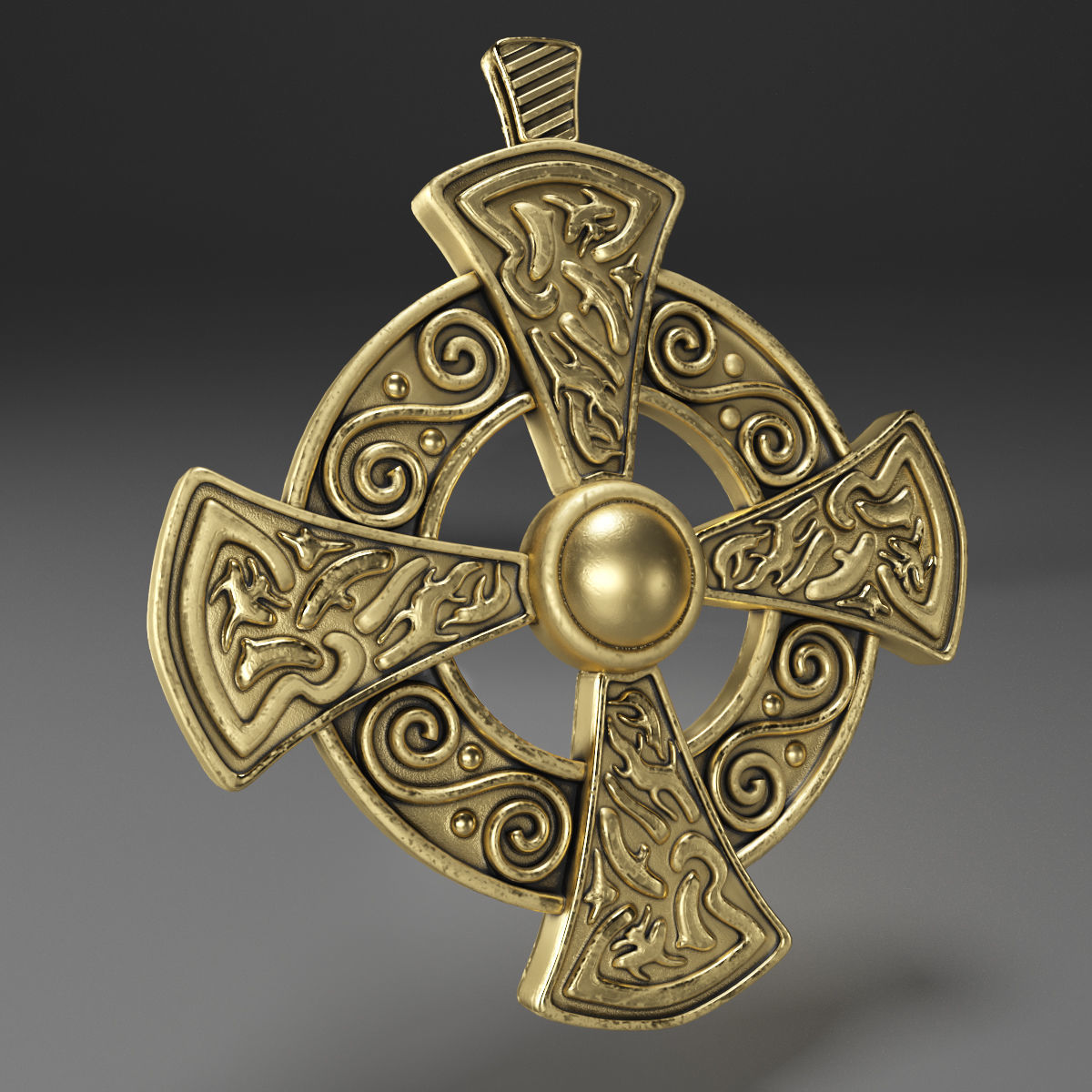 Gold Cross Insignia Decoration 3D model_2
