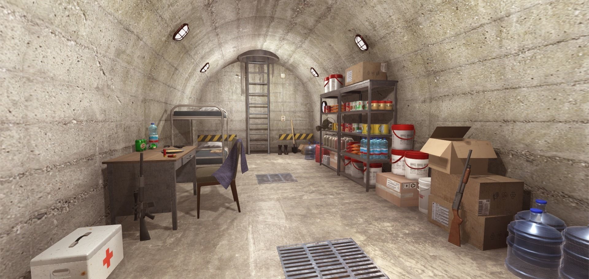 Survival Bunker Low-poly 3D model_8