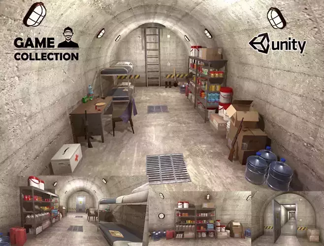 Survival Bunker Low-poly 3D model