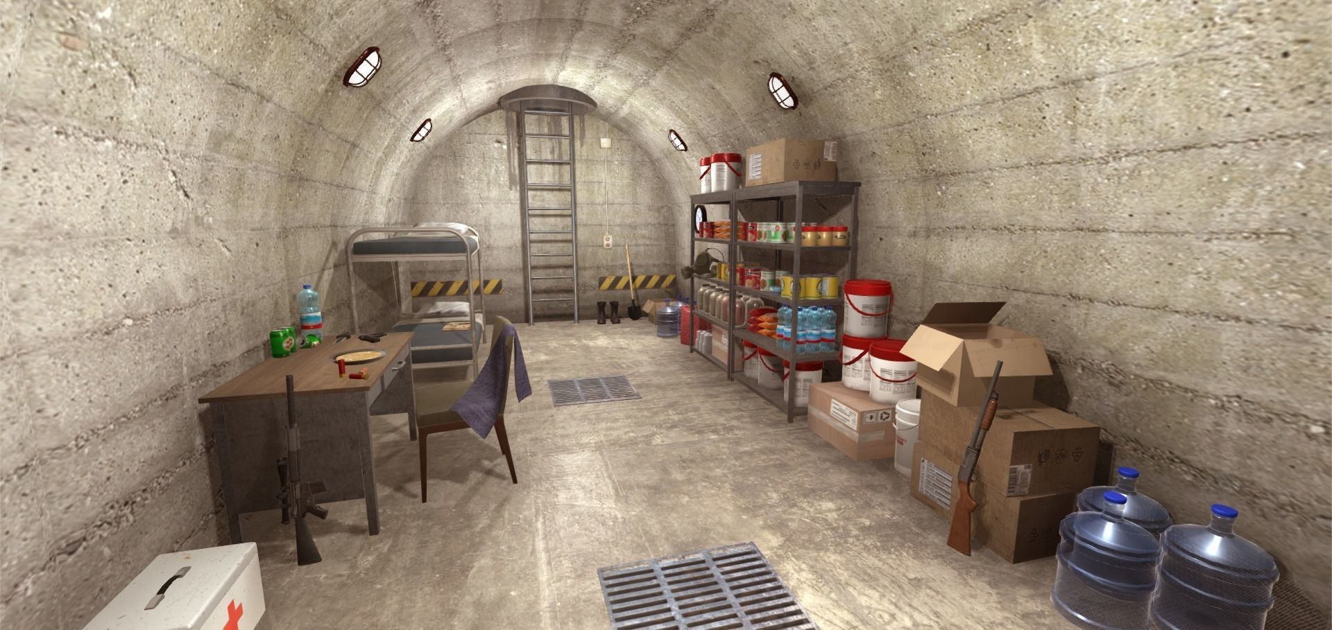 Survival Bunker Low-poly 3D model_9