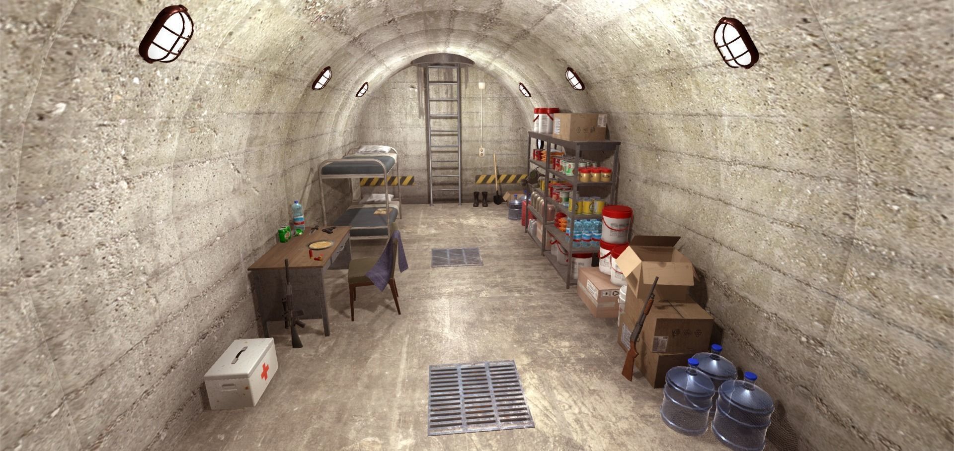 Survival Bunker Low-poly 3D model_2