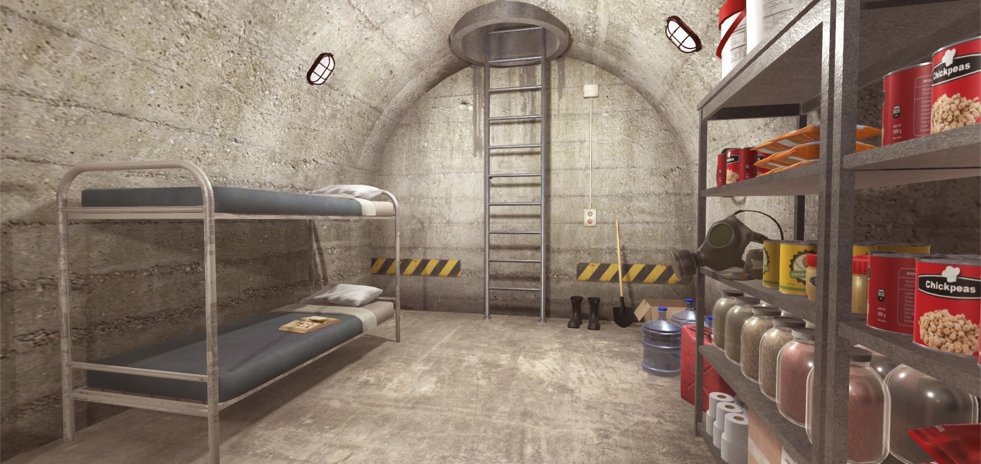 Survival Bunker Low-poly 3D model_4