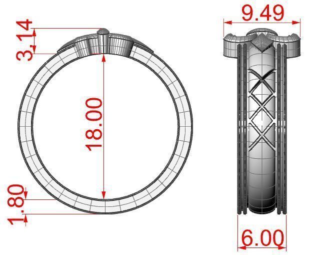 Ring with a heraldic lily 3D print model_7