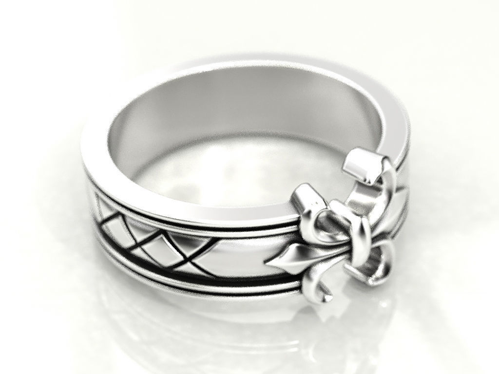 Ring with a heraldic lily 3D print model_5