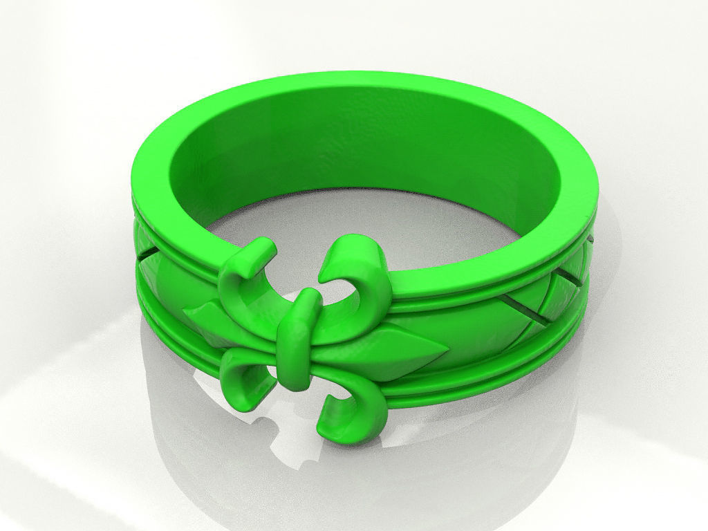 Ring with a heraldic lily 3D print model_6