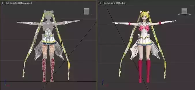 Super sailor moon VR - AR - low-poly 3D model