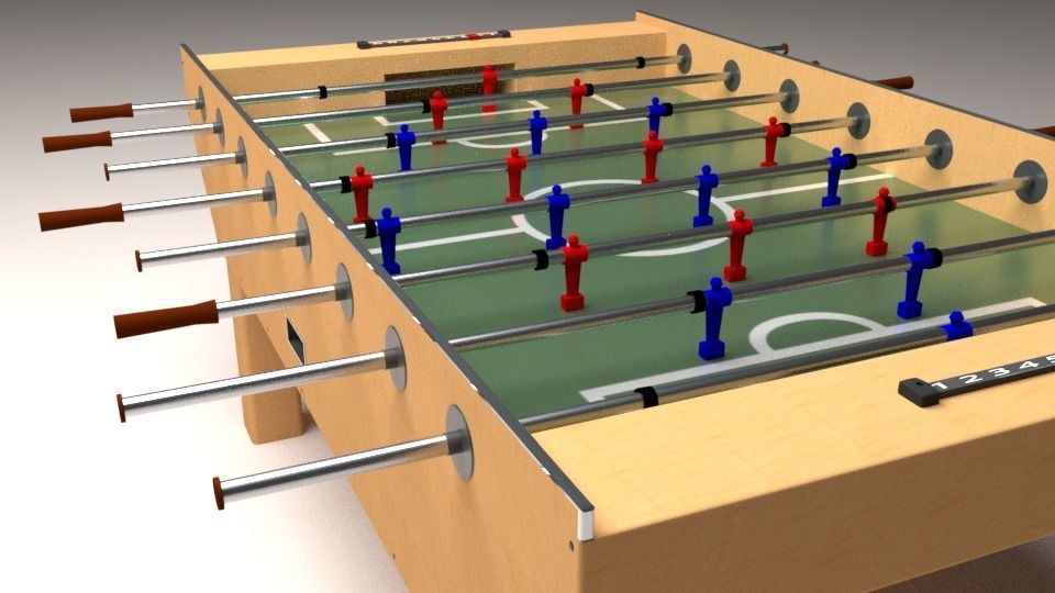 Realistic Foosball table 3D model_2