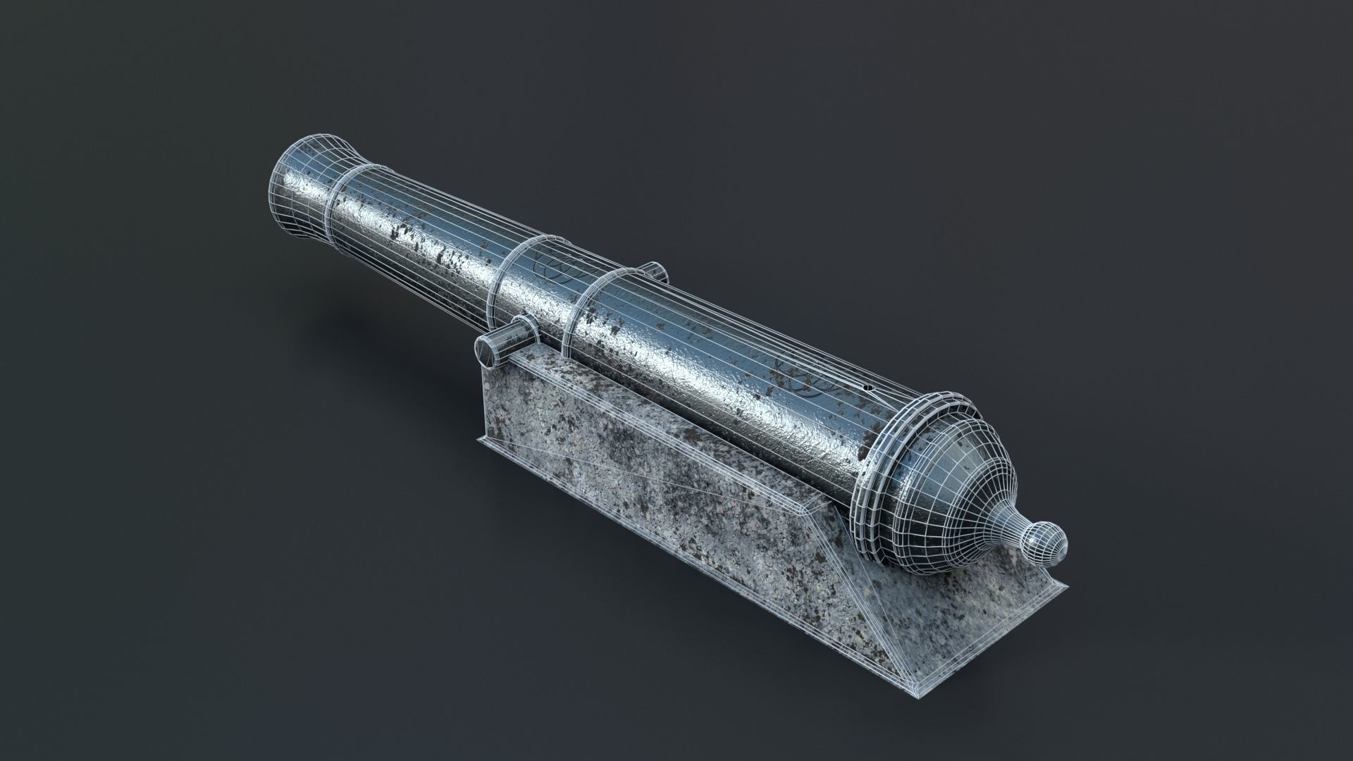 Medieval Fortress Cannon PBR 3D model_10
