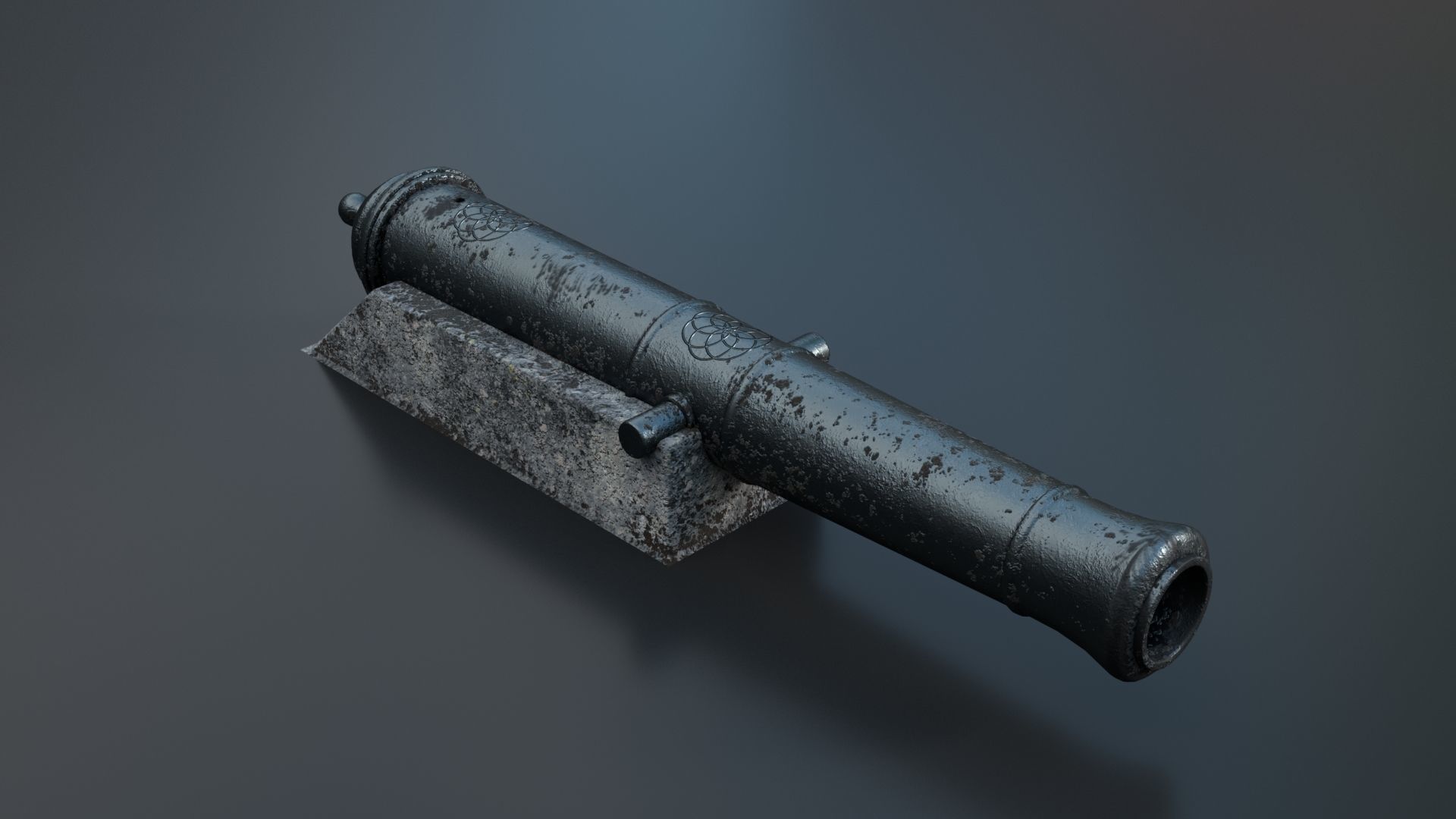 Medieval Fortress Cannon PBR 3D model_1