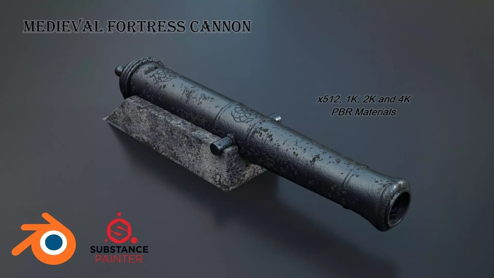 Medieval Fortress Cannon PBR 3D model_0