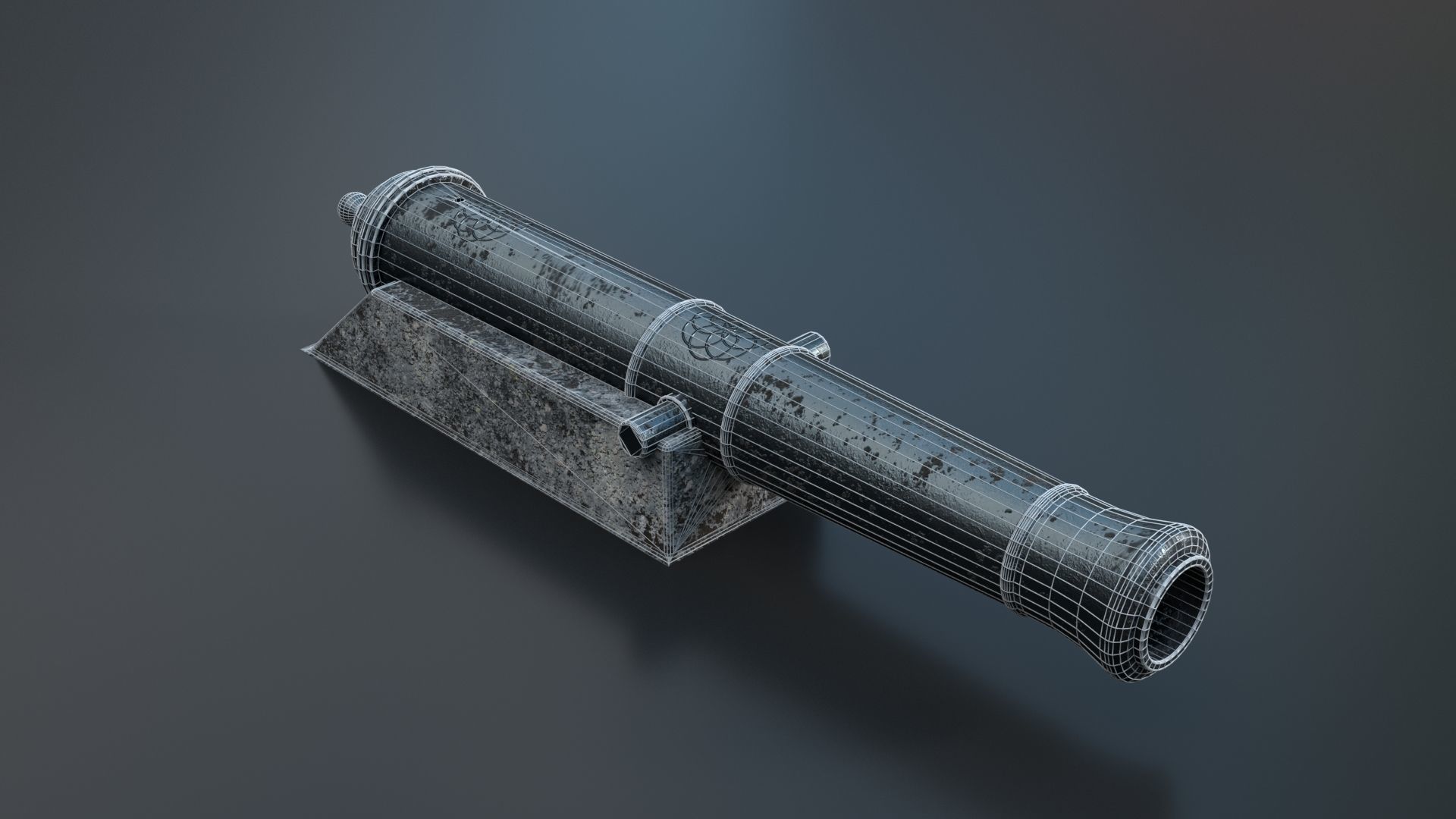 Medieval Fortress Cannon PBR 3D model_2