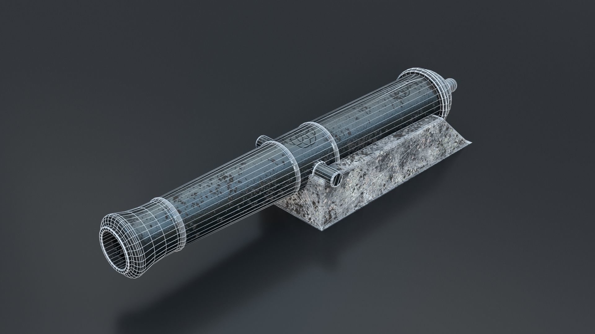 Medieval Fortress Cannon PBR 3D model_6